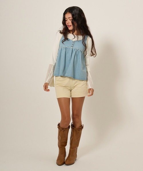 TINA：JOJUN フリルラップレイヤード ショートパンツ TINA：JOJUN（ティーナジョジュン） パンツ フリルラップレイヤード