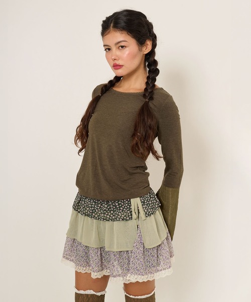 TINA：JOJUN フリルラップレイヤード ショートパンツ TINA：JOJUN（ティーナジョジュン） パンツ フリルラップレイヤード