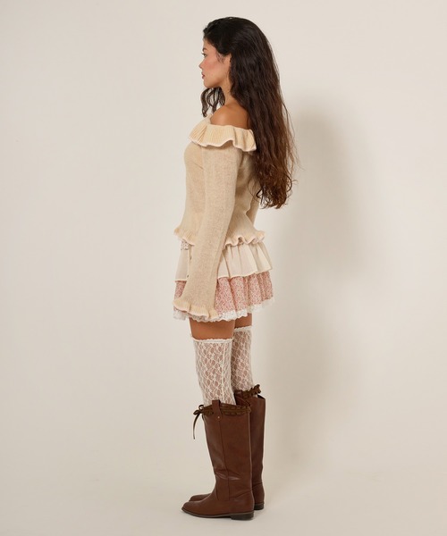 tina jojunフリルラップレイヤード ショートパンツ アイボリー S TINA：JOJUN（ティーナジョジュン） パンツ フリルラップレイヤード