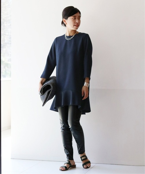 VERMEIL par ienaベージュ プリーツ ロングワンピース 七分袖 VERMEIL par iena 「VERMEIL iena」 7分袖ワンピース - ベージュ