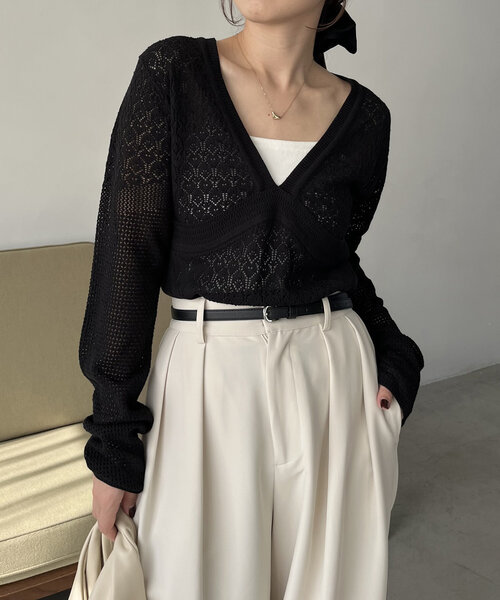 CAPRICIEUX LE'MAGE ニット セーター レースVプルオーバー