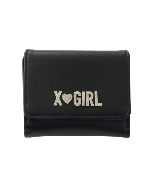 大人気 X-girl RHINESTONE LABEL MINI WALLET プレゼントに最適 X-girl 財布 RHINESTONE LABEL MINI WALLET レディース