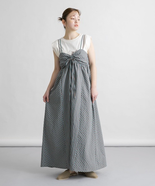 【美品】KBFドロストチェックキャミワンピース KBF ワンピース ドロストチェックキャミワンピース : ZOZOTOWN