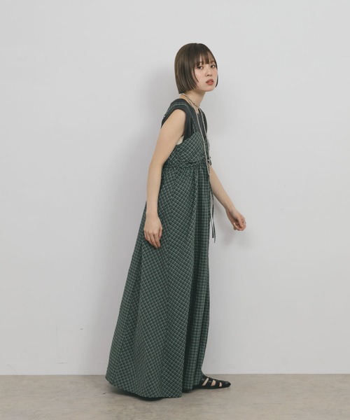 KBF ワンピース ドロストチェックキャミワンピース : ZOZOTOWN