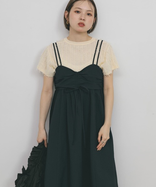 【美品】KBFドロストチェックキャミワンピース セール】ドロストチェックキャミワンピース（ワンピース）｜KBF