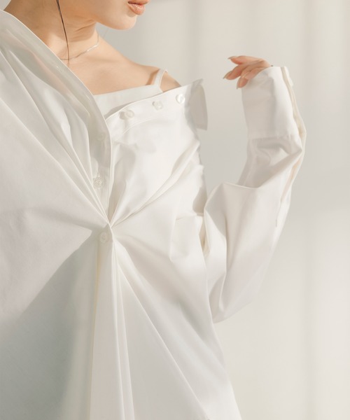 anuans（アニュアンス） ブラウス シャツ フロントタックデザイン