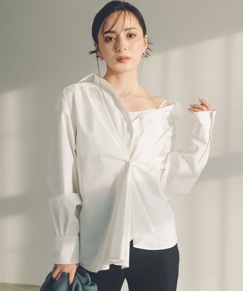 anuans（アニュアンス） ブラウス シャツ フロントタックデザイン