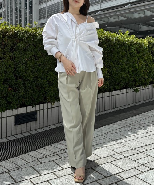 anuans（アニュアンス） ブラウス シャツ フロントタックデザイン