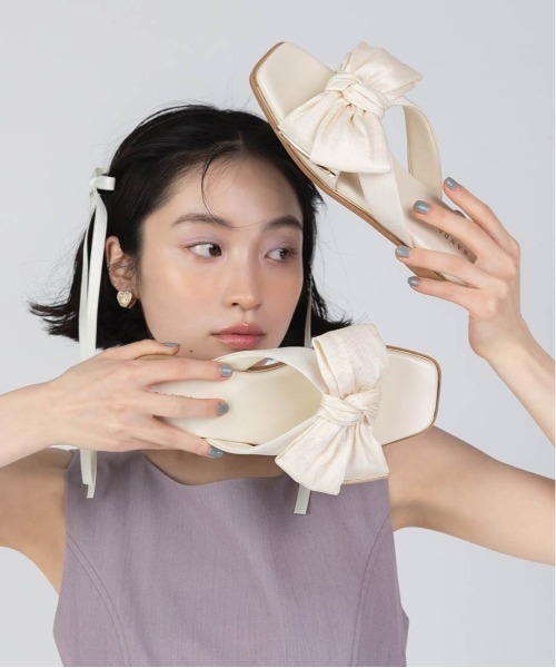 RANDA サンダル ビッグリボンフラットサンダル レディース
