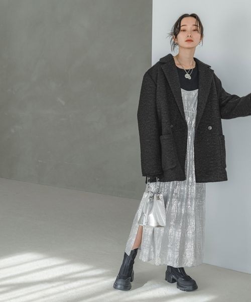 「JEANASIS」 チェスターコート FREE ブラック レディース_画像4