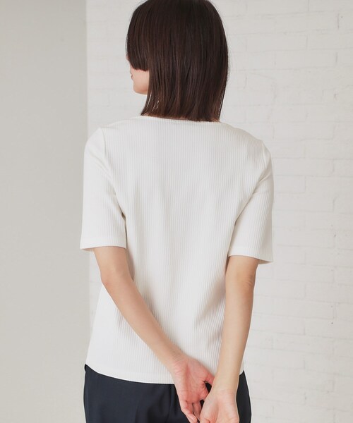 OPAQUE.CLIP tシャツ ボートネックリブカットソー「洗濯機洗い可