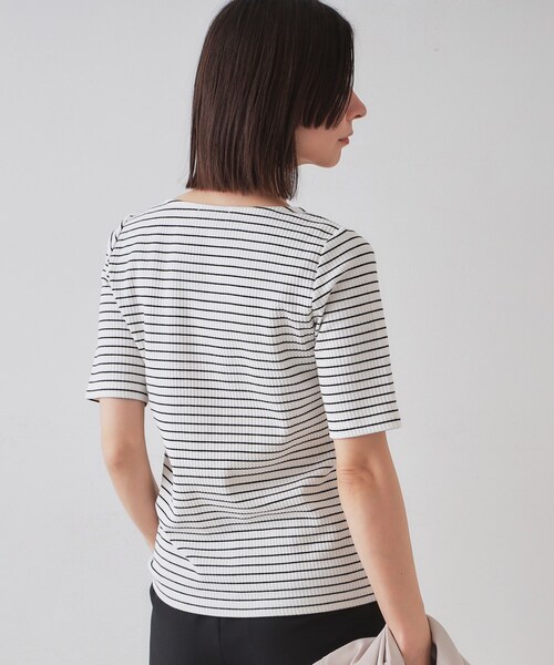 OPAQUE.CLIP tシャツ ボートネックリブカットソー「洗濯機洗い可