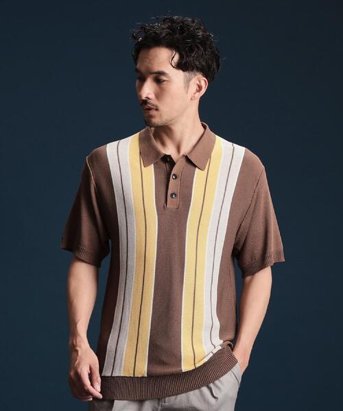 THE SHOP TK ポロシャツ マルチストライプ ニットポロシャツ メンズ