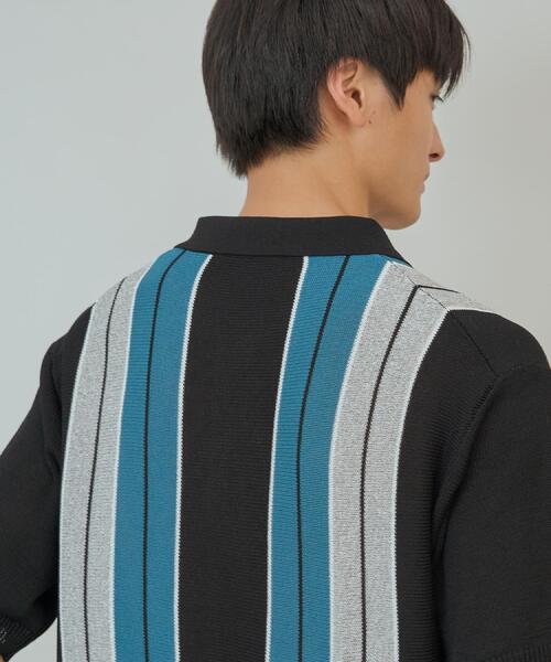 THE SHOP TK ポロシャツ マルチストライプ ニットポロシャツ メンズ