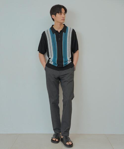 THE SHOP TK ポロシャツ 半袖 マルチストライプ ニットポロシャツ