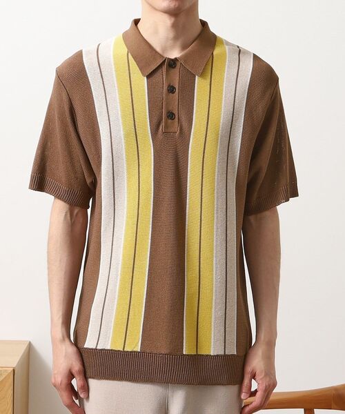 THE SHOP TK ポロシャツ マルチストライプ ニットポロシャツ メンズ