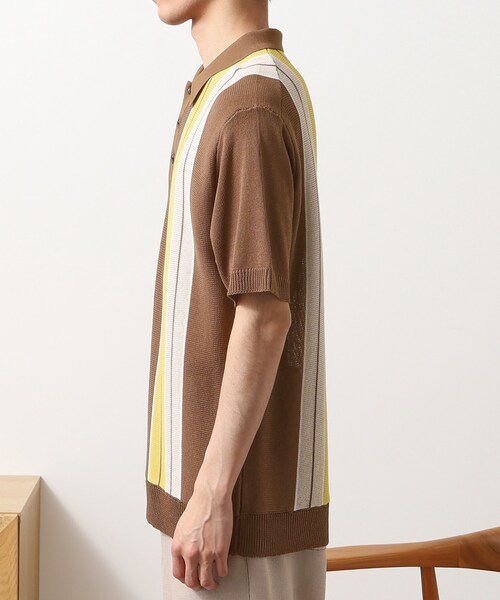 THE SHOP TK ポロシャツ マルチストライプ ニットポロシャツ メンズ