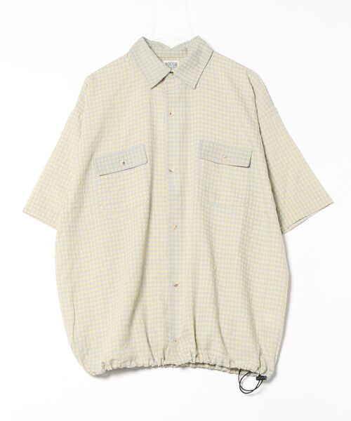 ROUGH TRADE シャツ シアサッカーギンガムチェック ドローコード付き