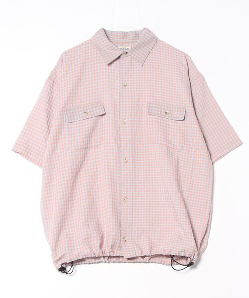 ROUGH TRADE シャツ シアサッカーギンガムチェック ドローコード付き