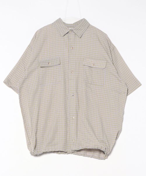 ROUGH TRADE シャツ シアサッカーギンガムチェック ドローコード付き