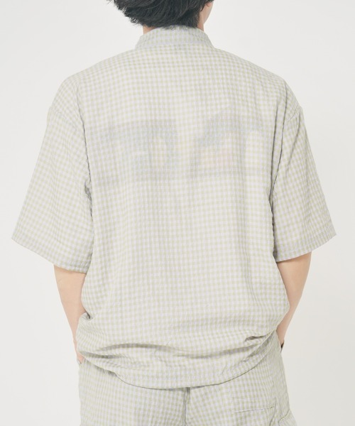 ROUGH TRADE シャツ シアサッカーギンガムチェック ドローコード付き