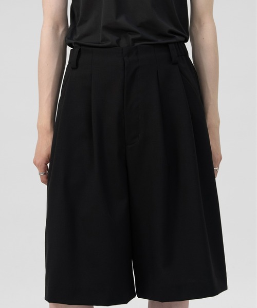LAPIIS パンツ TWO TUCK WOOL WIDE SHORT TROUSERS メンズ : ZOZOTOWN
