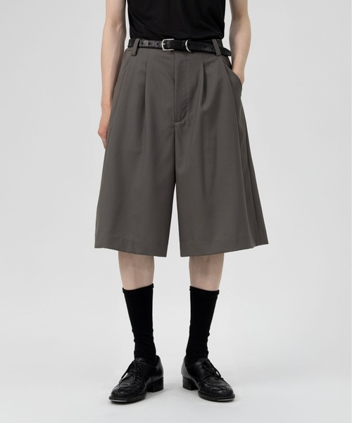 【LAPIIS】TWO TUCK WOOL WIDE SHORTTROUSERS LAPIIS パンツ TWO TUCK WOOL WIDE SHORT TROUSERS メンズ : ZOZOTOWN