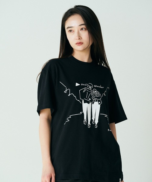 And wonder ロングシャツネイビー アンドワンダー テックロングスリーブシャツ レディース and