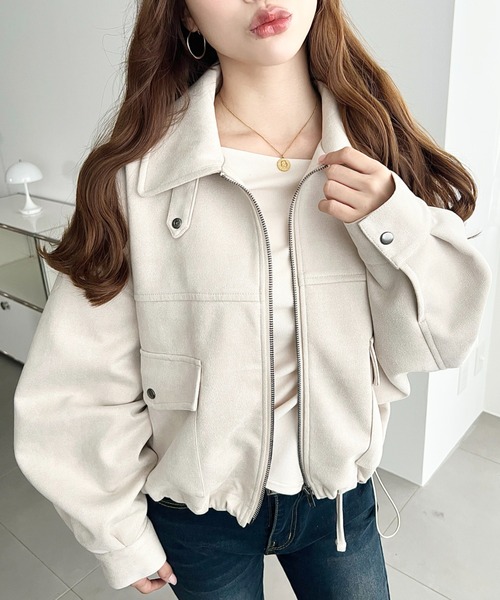 moment+ ブルゾン アウター 2WAYカラーフェイクスエードショート