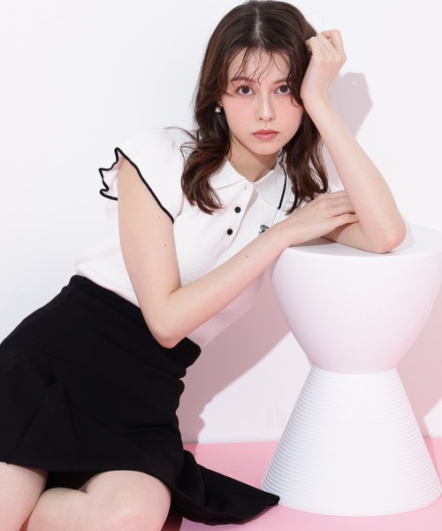 JILLSTUART フリル　デザイン　ニット　セーター JILL by STUART ニット セーター フリル袖ポロニット レディース