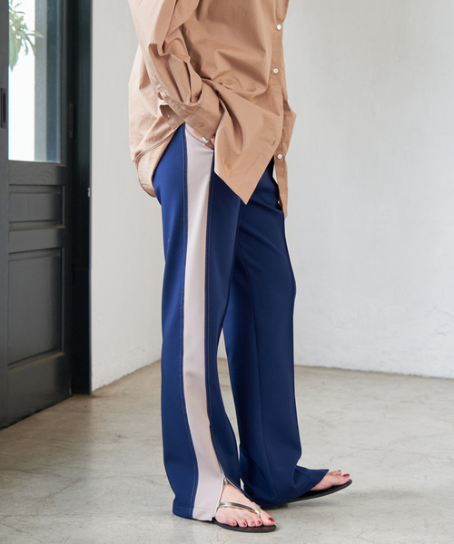 ほぼ新品 スピックアンドスパン リネンストレッチ フロントボタンパンツ 38 Spick and Span]リネンストレッチフロントボタンパンツ◇[品番