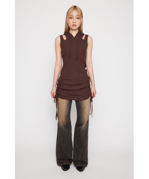 ラグアジェム SIDE GATHER LOOSE ミニワンピース LAGUA GEM | SIDE GATHER HOODIE ミニワンピース (ワンピース