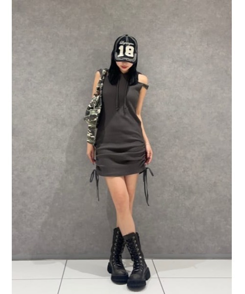 LAGUA GEM ワンピース SIDE GATHER HOODIE ミニワンピース