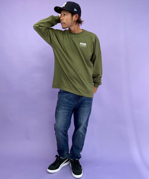 「RVCA」 長袖Tシャツ L グリーン メンズ