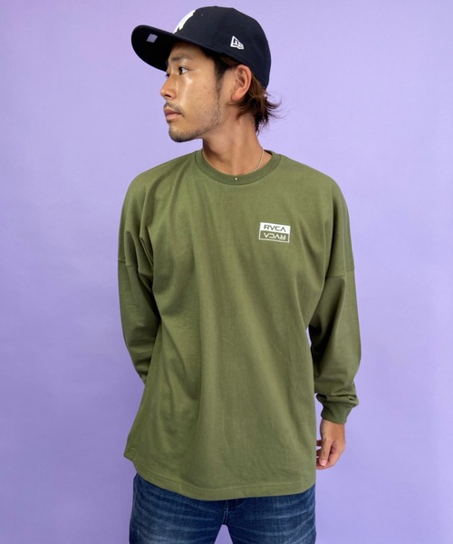 「RVCA」 長袖Tシャツ L グリーン メンズ