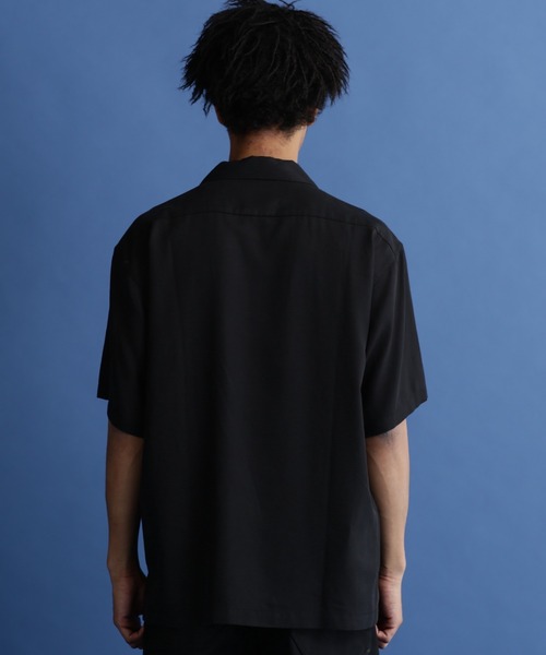 Schott 半袖シャツ ブラック Schott N.Y.C ショット 刺繍 半袖 ワークシャツ 開襟シャツ