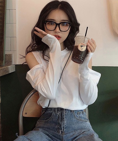 Mayree tシャツ 「Mayree」オープンショルダー 肩出し 長袖 トップス