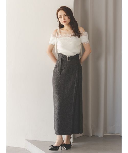 SNIDEL レースコンビハーフスリーブニットプルオーバー レースコンビハーフスリーブニットプルオーバー（ニット）｜SNIDEL