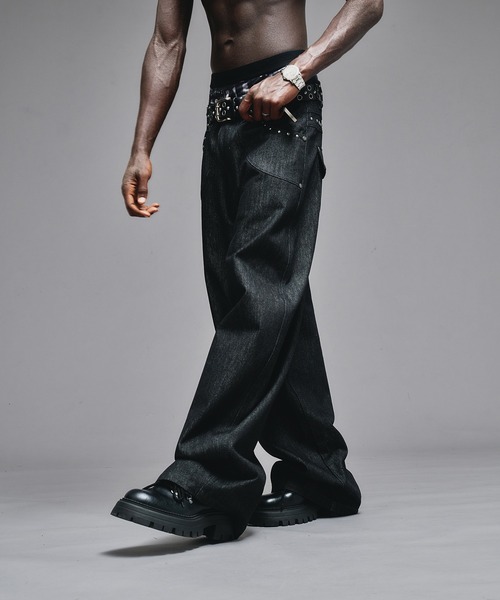ANDER HUNK ジーンズ Studs Design Rigid Curve Denim