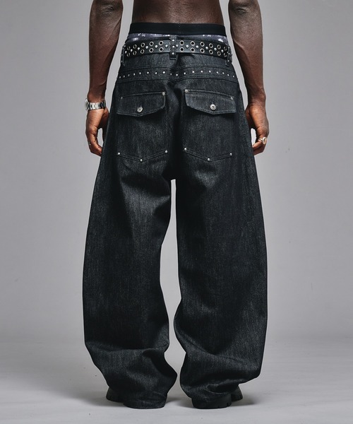 SCULPTOR スタッズ付き デニム ローウエスト Double Waist Boots Cut Denim（デニムパンツ）｜SCULPTOR