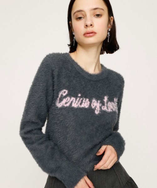 SLY（スライ） ニット セーター 「限定カラーあり」SHAGGY YARN LOGO C