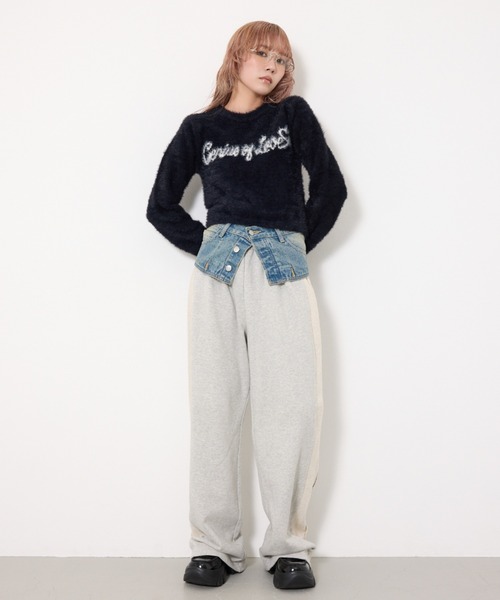 SLY（スライ） ニット セーター 「限定カラーあり」SHAGGY YARN LOGO C