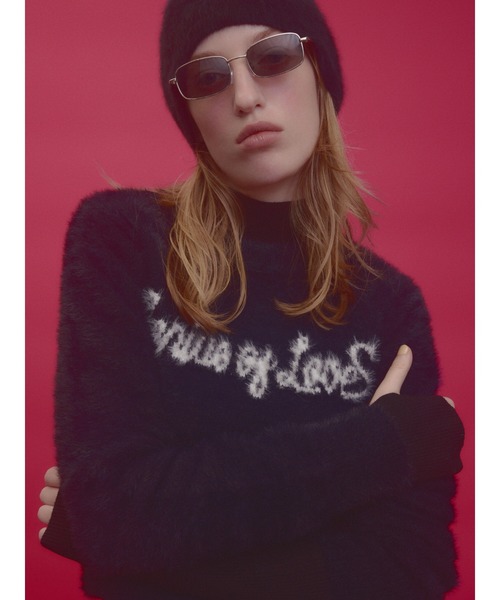 SLY（スライ） ニット セーター 「限定カラーあり」SHAGGY YARN LOGO C