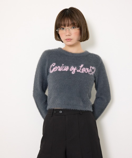SLY（スライ） ニット セーター 「限定カラーあり」SHAGGY YARN LOGO C