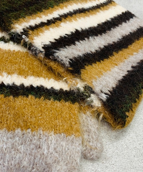 マフラー ストール マルチボーダーニットマフラー レディース