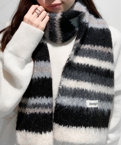 マフラー ストール マルチボーダーニットマフラー レディース