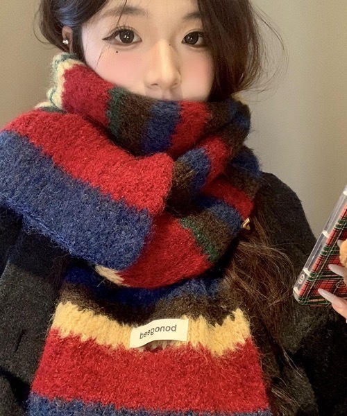 onedayapartment ワンアパ　モヘアマルチボーダーマフラー yurika akutsu マフラー モヘアマルチボーダーマフラー ワンアパ