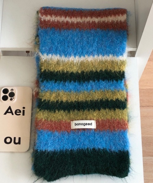 マフラー ストール マルチボーダーニットマフラー レディース