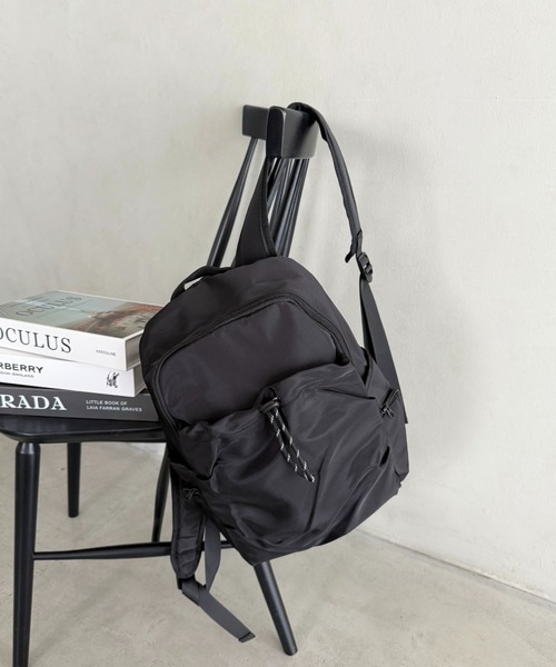 ブラックドローストリングバックパック デイバック リュック ドローストリングナイロンバッグパック