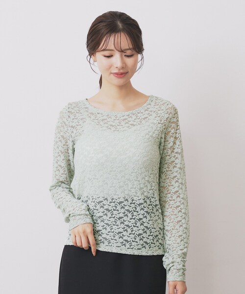 index（インデックス） tシャツ モールレースシアートップス「洗濯機OK